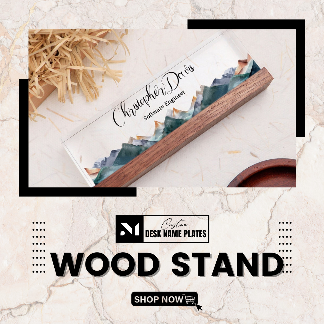 Custom Desk Name Plates Wood Stand