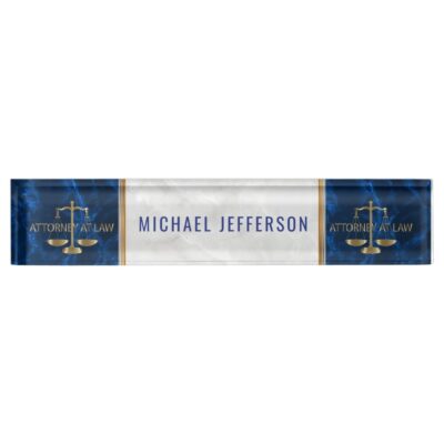 attorney at law sapphire blue white marble desk name plate r3e750460af2d4df99701909280475c88 incka 8byvr 1000 - Custom Desk Name Plates Shop