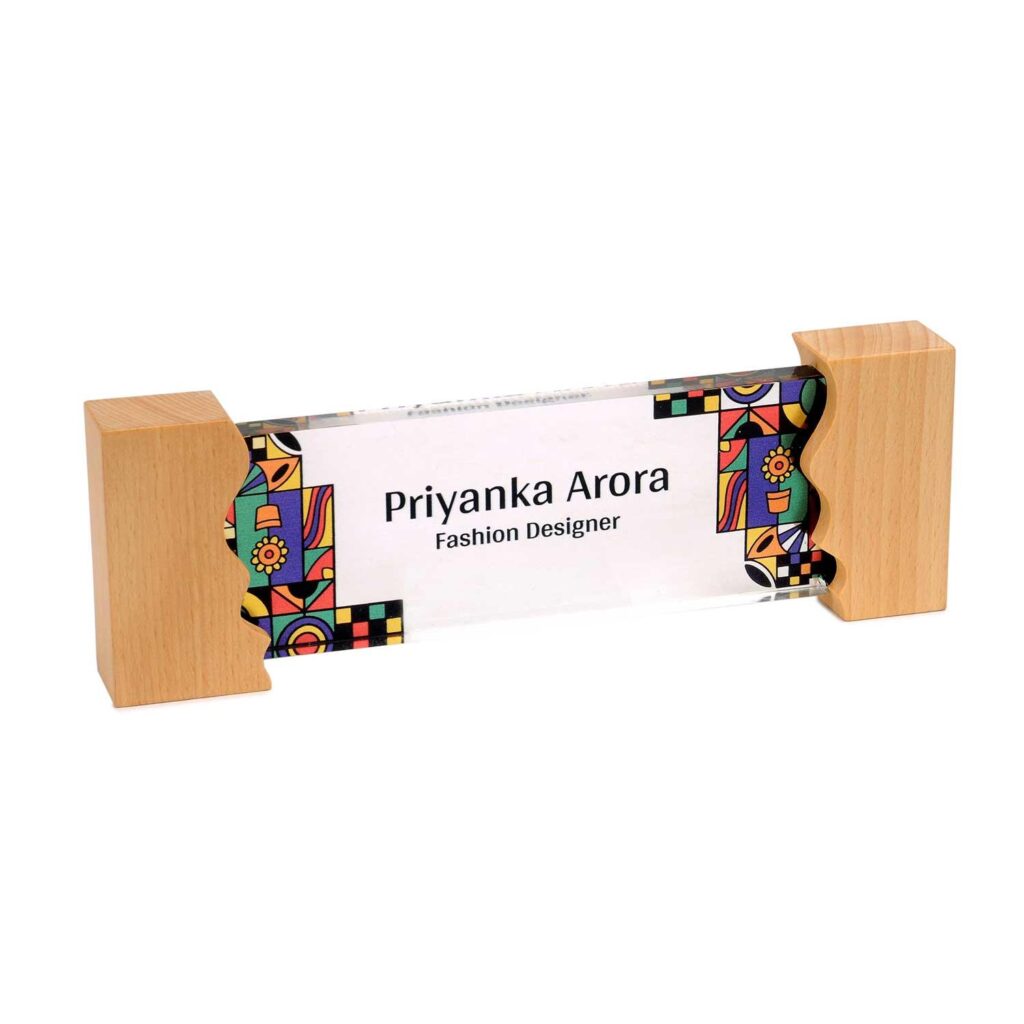 runway trends desk name plate with wooden stand housenama 1 - Custom Desk Name Plates Shop