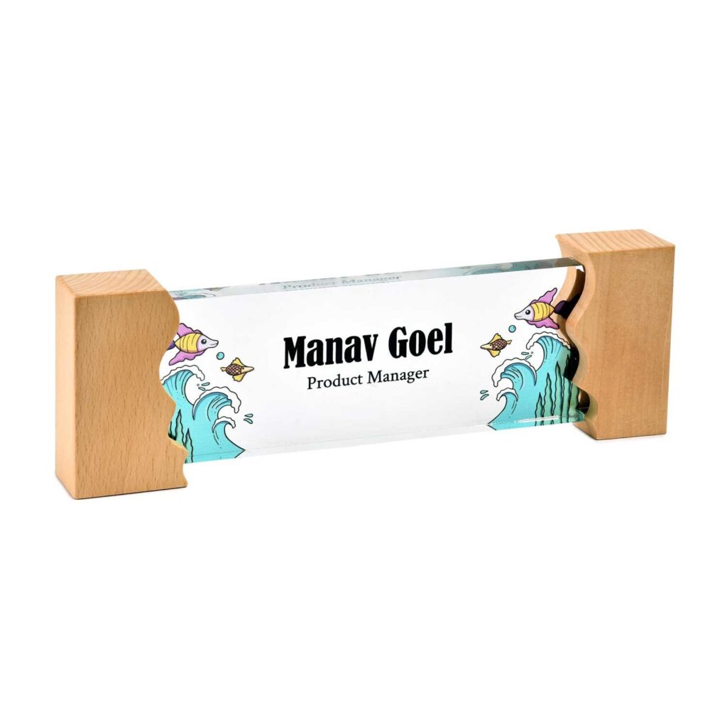 southern ocean desk name plate with wooden stand housenama 1 - Custom Desk Name Plates Shop