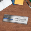 thin blue line flag police officer rustic wood desk name plate r n429v 1000 - Custom Desk Name Plates Shop